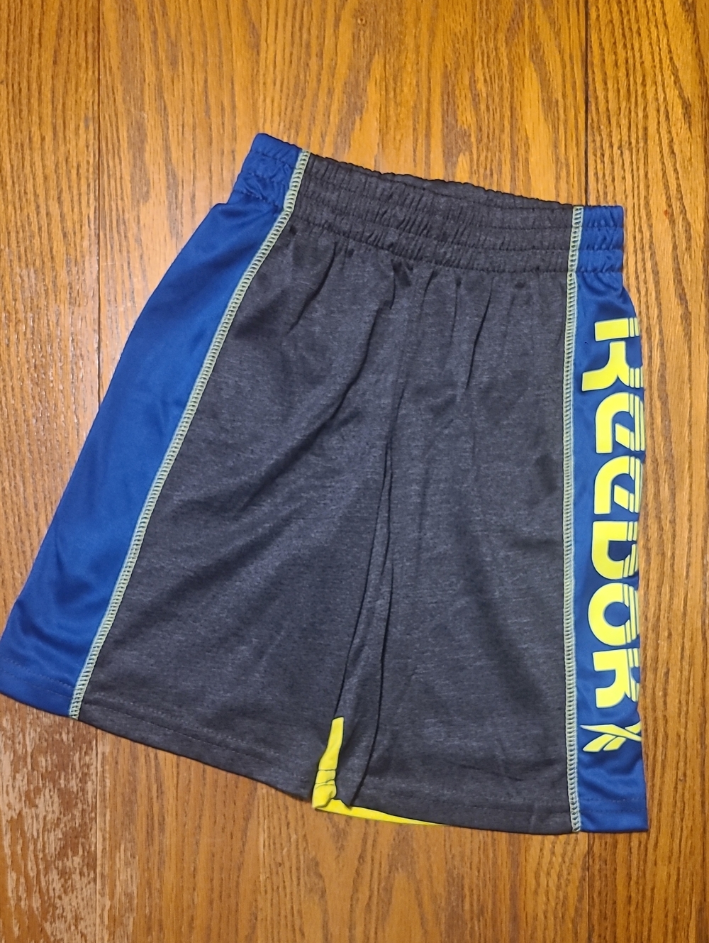Reebok Gray, Blue & Yellow Athletic Shorts - Boy's 7